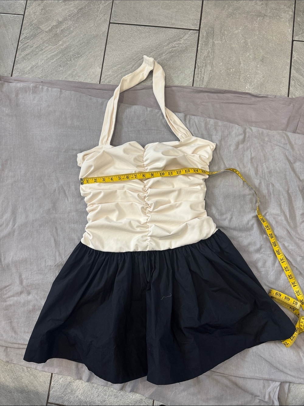 Ivory and Black Halter dress (stretchy)